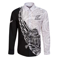 New Zealand Kiwi Rugby Custom Family Matching Off The Shoulder Long Sleeve Dress and Hawaiian Shirt Go Champions Maori Pattern LT05 Dad's Shirt - Long Sleeve White - Polynesian Pride