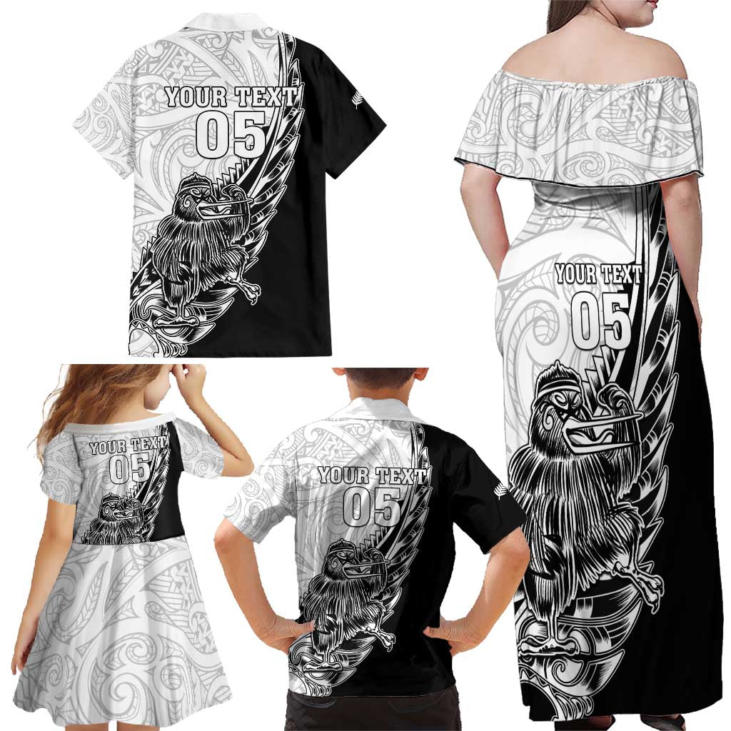 New Zealand Kiwi Rugby Custom Family Matching Off Shoulder Maxi Dress and Hawaiian Shirt Go Champions Maori Pattern LT05 - Polynesian Pride