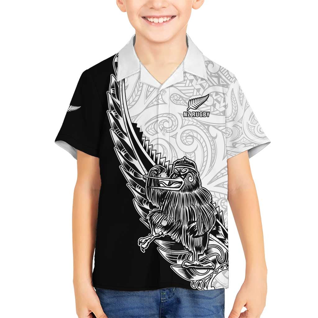New Zealand Kiwi Rugby Custom Family Matching Off Shoulder Maxi Dress and Hawaiian Shirt Go Champions Maori Pattern LT05 Son's Shirt White - Polynesian Pride