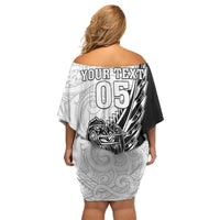 New Zealand Kiwi Rugby Custom Family Matching Off Shoulder Short Dress and Hawaiian Shirt Go Champions Maori Pattern LT05 - Polynesian Pride