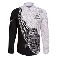 New Zealand Kiwi Rugby Custom Family Matching Puletasi and Hawaiian Shirt Go Champions Maori Pattern LT05 Dad's Shirt - Long Sleeve White - Polynesian Pride