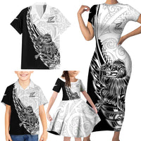New Zealand Kiwi Rugby Custom Family Matching Short Sleeve Bodycon Dress and Hawaiian Shirt Go Champions Maori Pattern LT05 - Polynesian Pride