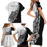 New Zealand Kiwi Rugby Custom Family Matching Short Sleeve Bodycon Dress and Hawaiian Shirt Go Champions Maori Pattern LT05 - Polynesian Pride