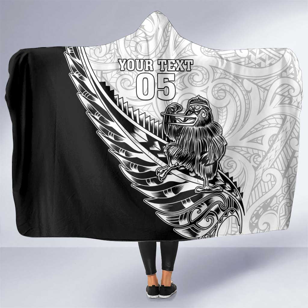 New Zealand Kiwi Rugby Custom Hooded Blanket Go Champions Maori Pattern LT05 One Size White - Polynesian Pride