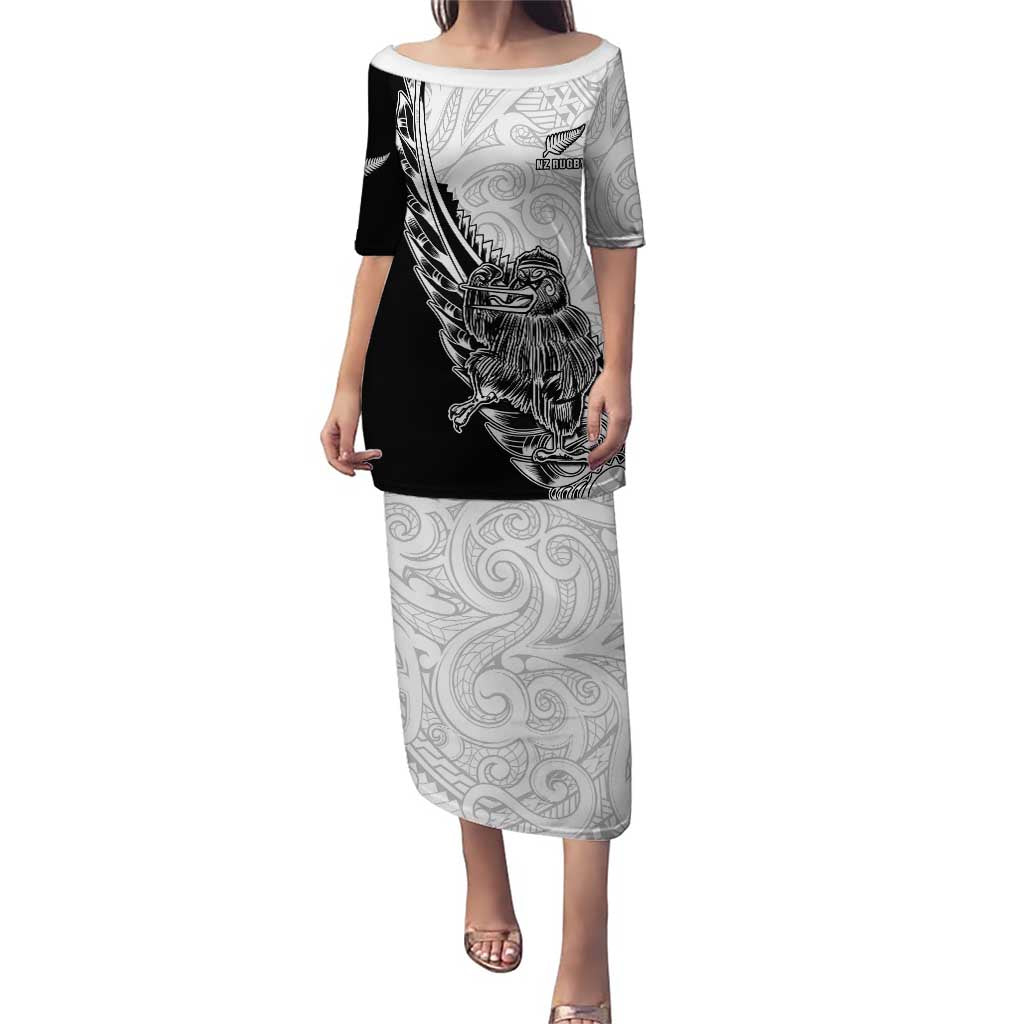 New Zealand Kiwi Rugby Custom Puletasi Go Champions Maori Pattern LT05 Long Dress White - Polynesian Pride