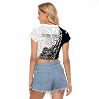 New Zealand Kiwi Rugby Custom Raglan Cropped T Shirt Go Champions Maori Pattern