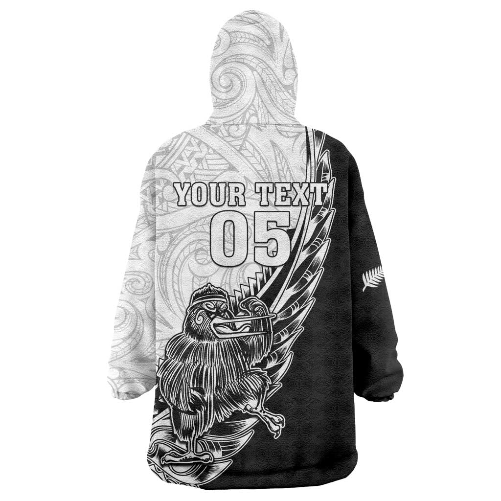 New Zealand Kiwi Rugby Custom Wearable Blanket Hoodie Go Champions Maori Pattern