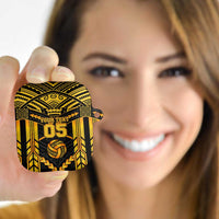 Custom Polynesia Beach Volleyball AirPods Case Gold Polynesian Tribal Pattern - Polynesian Pride