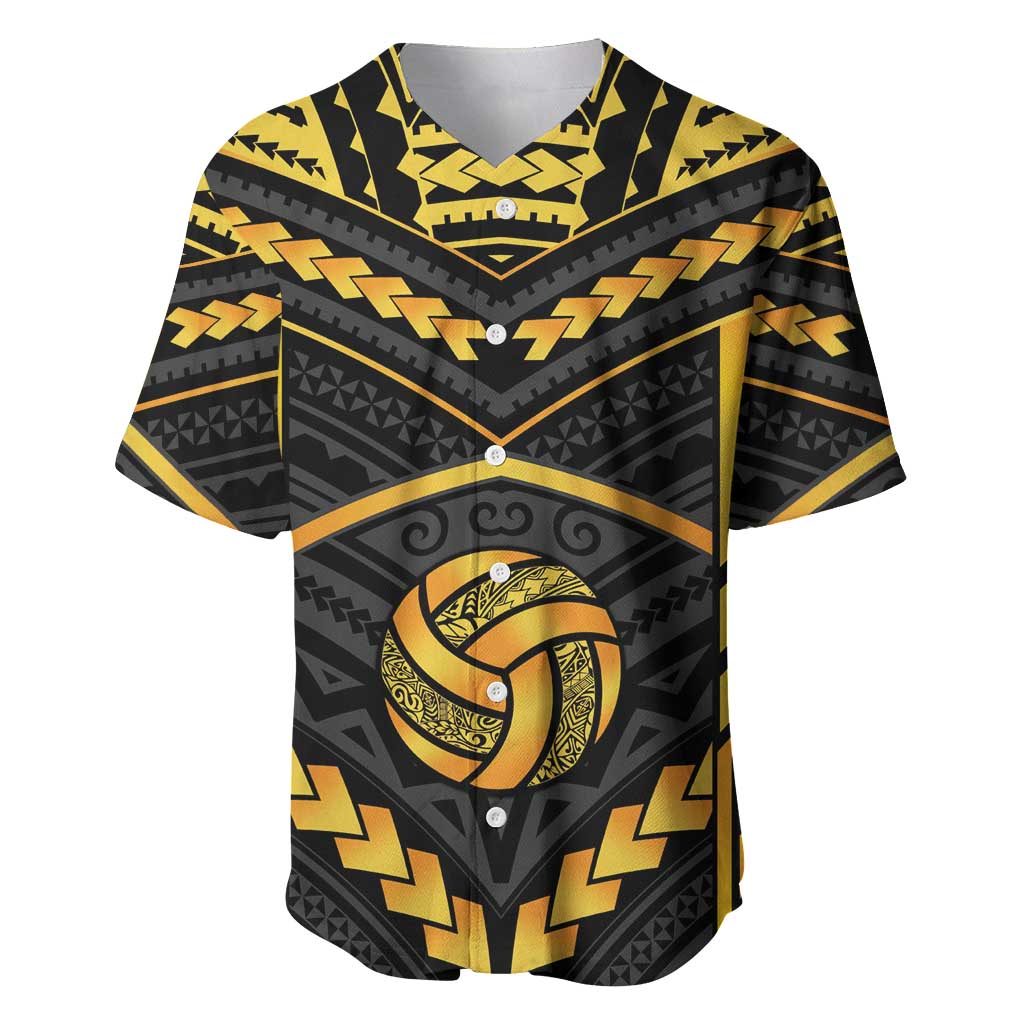 Custom Polynesia Beach Volleyball Baseball Jersey Gold Polynesian Tribal Pattern - Polynesian Pride