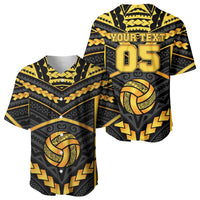 Custom Polynesia Beach Volleyball Baseball Jersey Gold Polynesian Tribal Pattern - Polynesian Pride