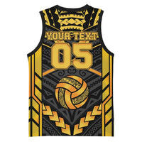 Custom Polynesia Beach Volleyball Basketball Jersey Gold Polynesian Tribal Pattern - Polynesian Pride