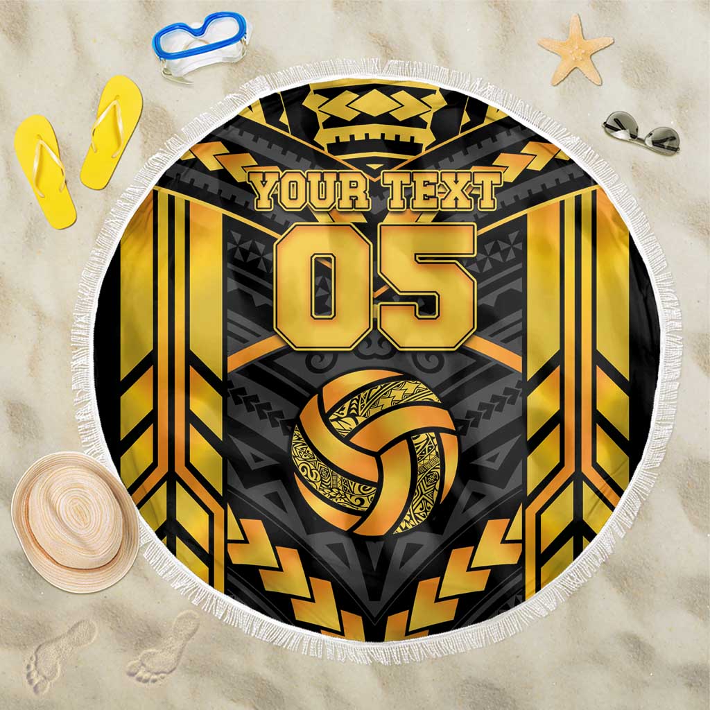 Custom Polynesia Beach Volleyball Beach Blanket Gold Polynesian Tribal Pattern LT05 One Size 150cm Gold - Polynesian Pride