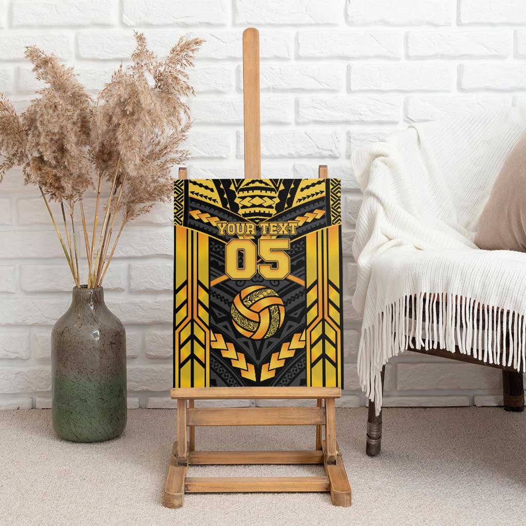 Custom Polynesia Beach Volleyball Canvas Wall Art Gold Polynesian Tribal Pattern LT05 - Polynesian Pride