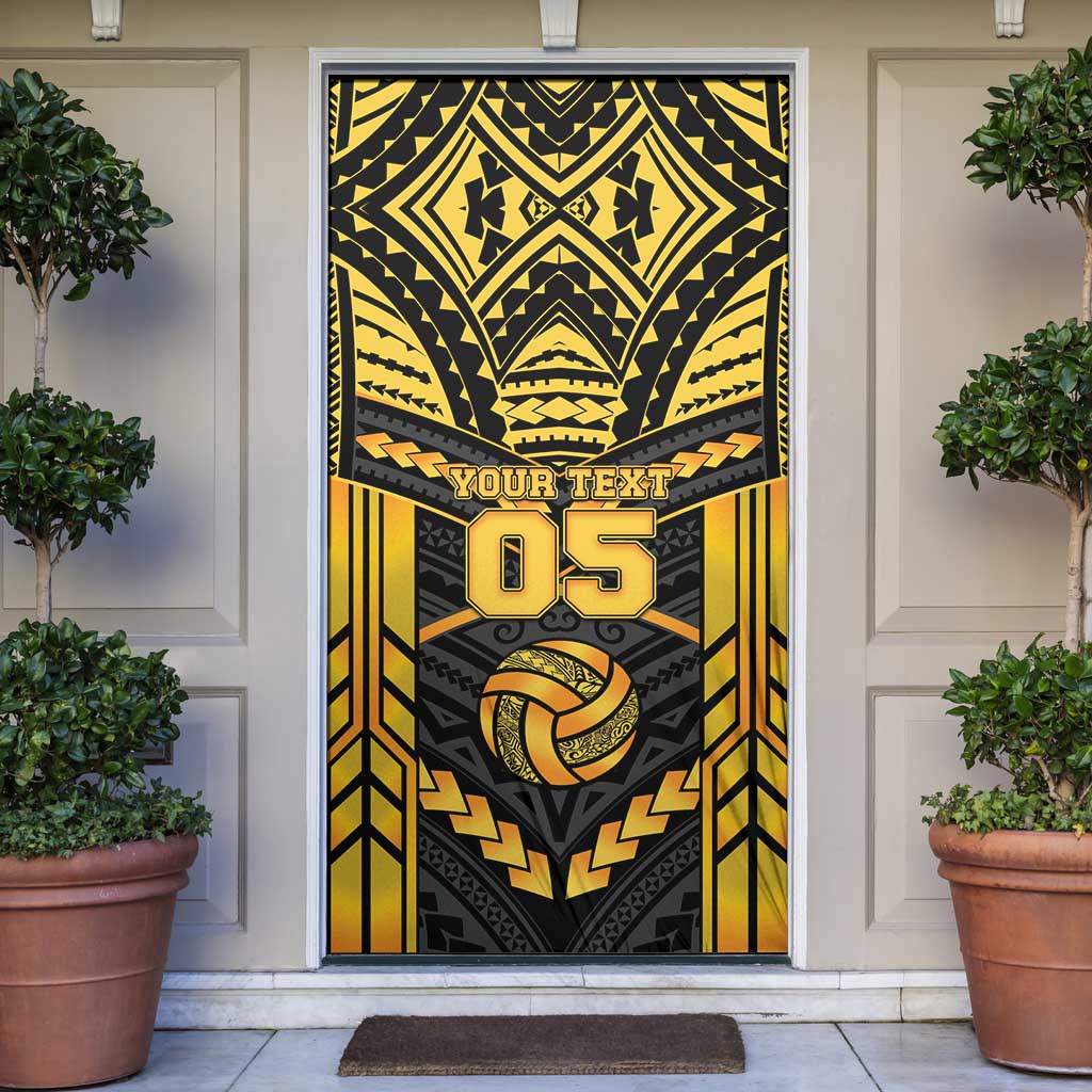 Custom Polynesia Beach Volleyball Door Cover Gold Polynesian Tribal Pattern - Polynesian Pride