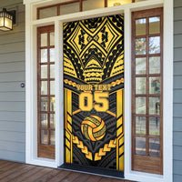 Custom Polynesia Beach Volleyball Door Cover Gold Polynesian Tribal Pattern - Polynesian Pride