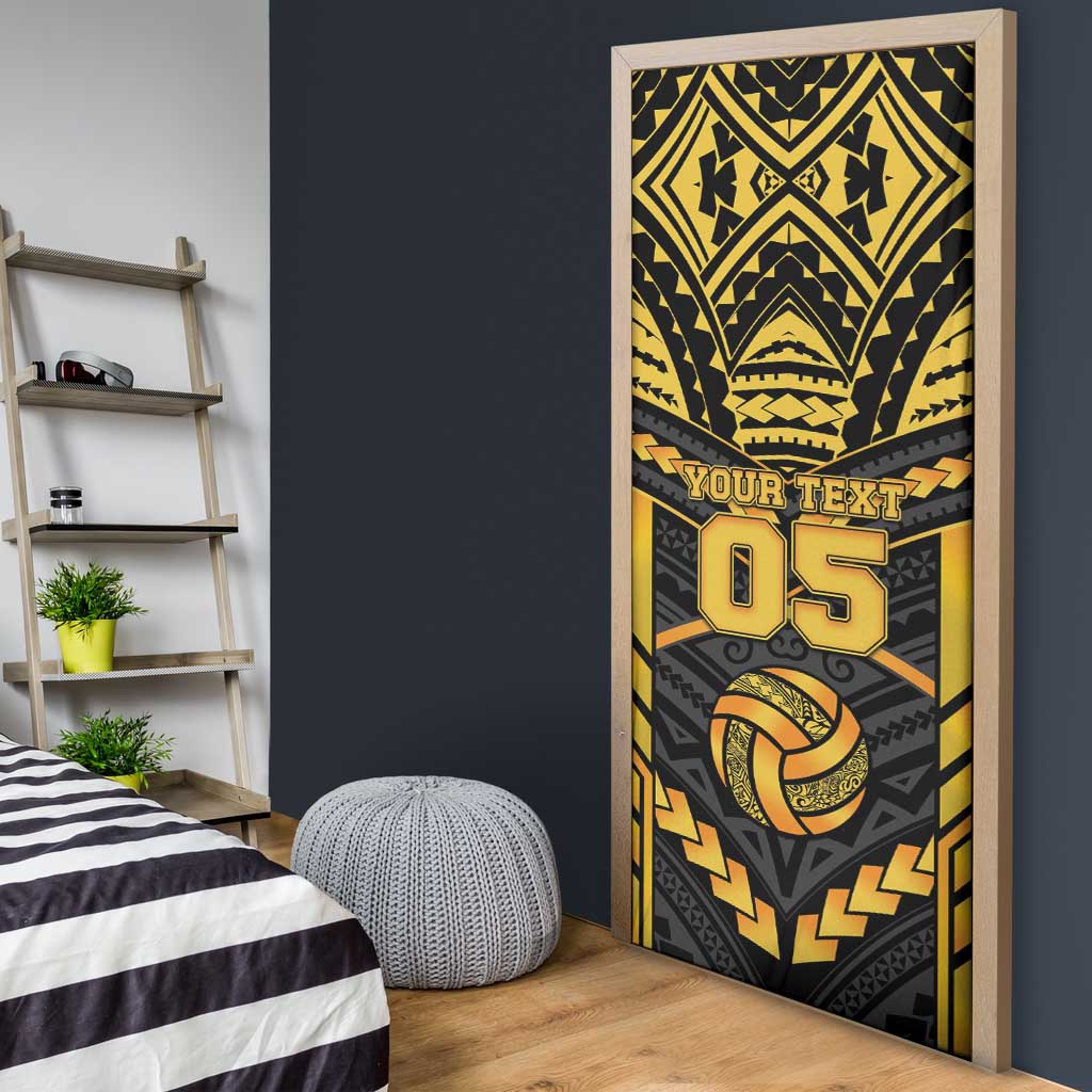 Custom Polynesia Beach Volleyball Door Cover Gold Polynesian Tribal Pattern - Polynesian Pride