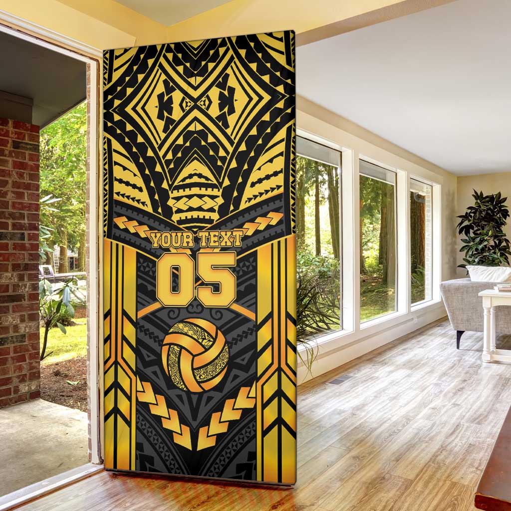 Custom Polynesia Beach Volleyball Door Cover Gold Polynesian Tribal Pattern - Polynesian Pride