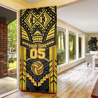Custom Polynesia Beach Volleyball Door Cover Gold Polynesian Tribal Pattern - Polynesian Pride