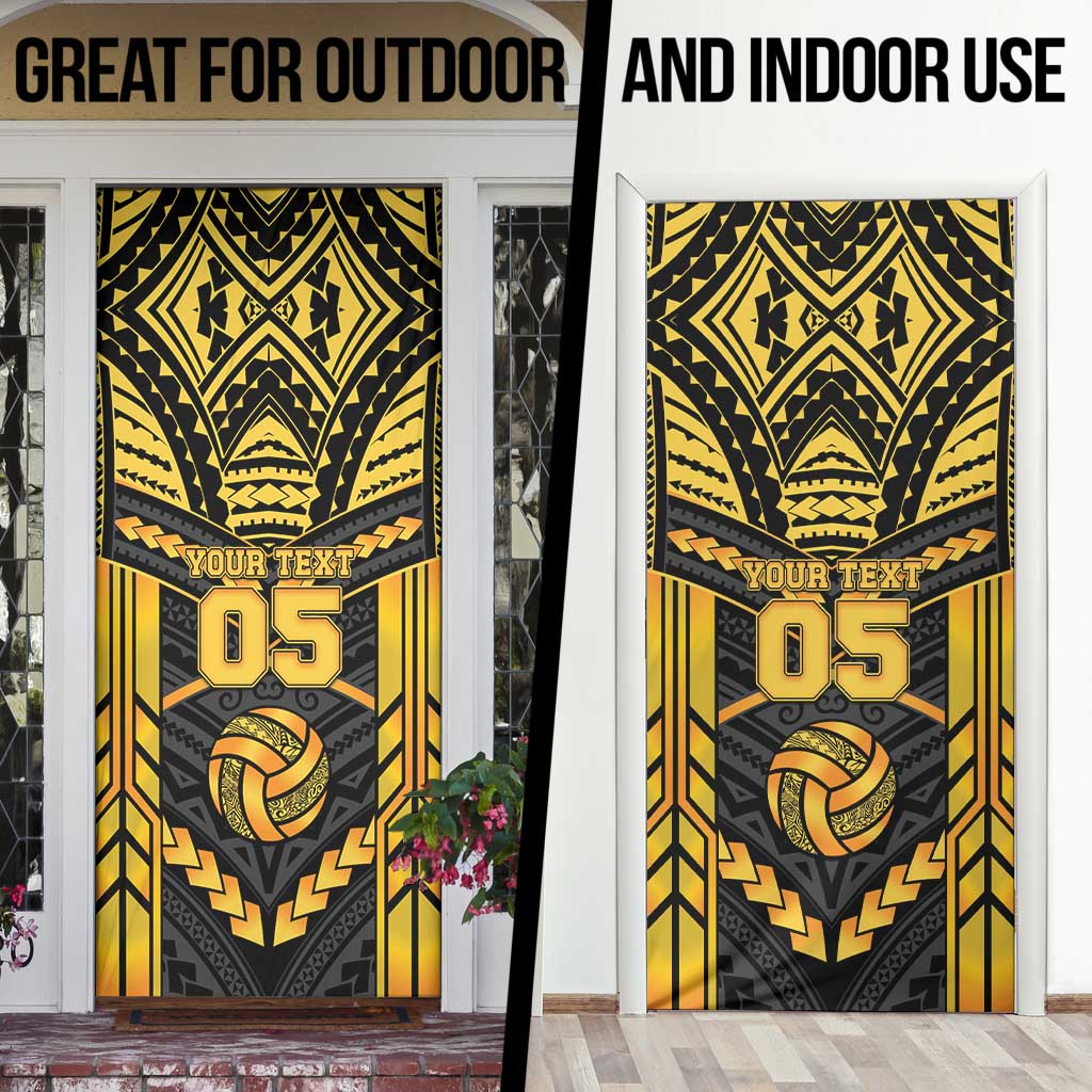 Custom Polynesia Beach Volleyball Door Cover Gold Polynesian Tribal Pattern - Polynesian Pride