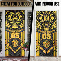 Custom Polynesia Beach Volleyball Door Cover Gold Polynesian Tribal Pattern - Polynesian Pride