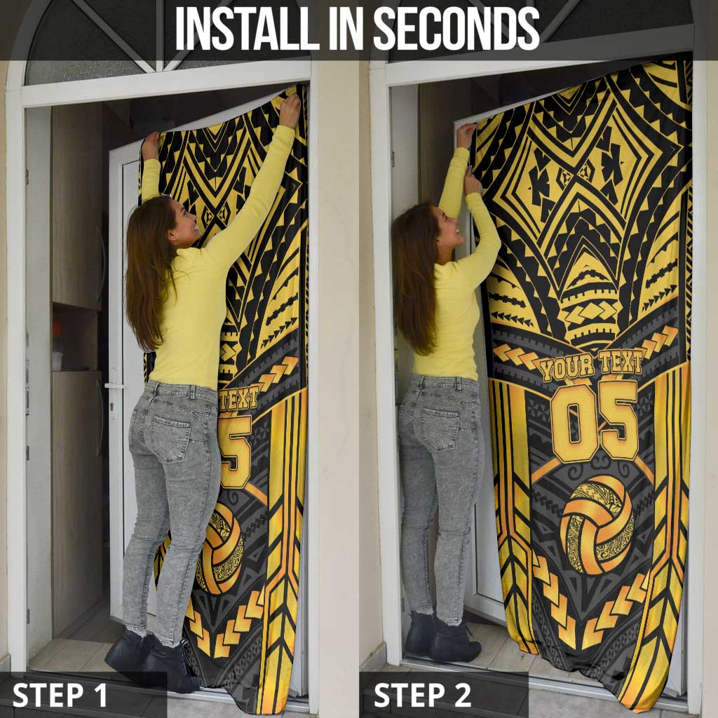 Custom Polynesia Beach Volleyball Door Cover Gold Polynesian Tribal Pattern - Polynesian Pride