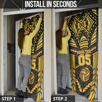 Custom Polynesia Beach Volleyball Door Cover Gold Polynesian Tribal Pattern - Polynesian Pride