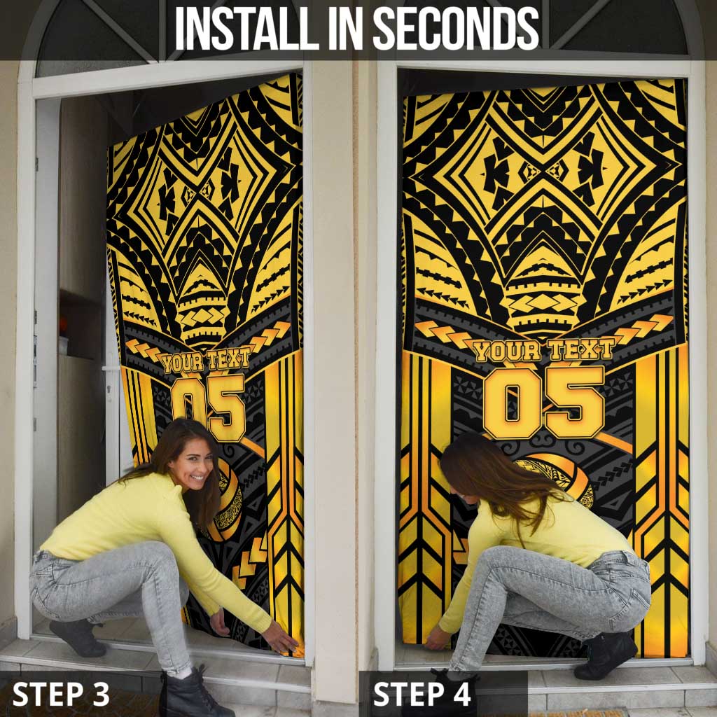 Custom Polynesia Beach Volleyball Door Cover Gold Polynesian Tribal Pattern - Polynesian Pride