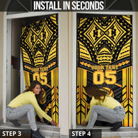 Custom Polynesia Beach Volleyball Door Cover Gold Polynesian Tribal Pattern - Polynesian Pride