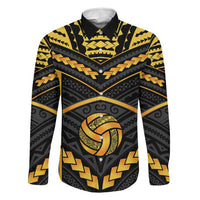 Custom Polynesia Beach Volleyball Family Matching Summer Maxi Dress and Hawaiian Shirt Gold Polynesian Tribal Pattern - Polynesian Pride