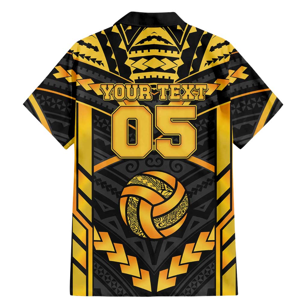 Custom Polynesia Beach Volleyball Family Matching Tank Maxi Dress and Hawaiian Shirt Gold Polynesian Tribal Pattern - Polynesian Pride