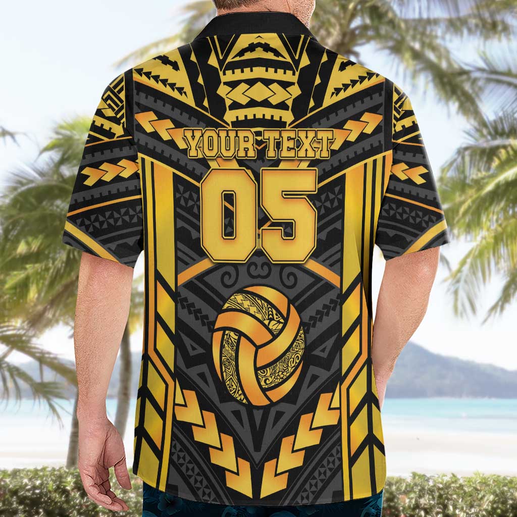 Custom Polynesia Beach Volleyball Hawaiian Shirt Gold Polynesian Tribal Pattern - Polynesian Pride