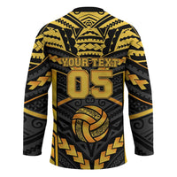 Custom Polynesia Beach Volleyball Hockey Jersey Gold Polynesian Tribal Pattern - Polynesian Pride