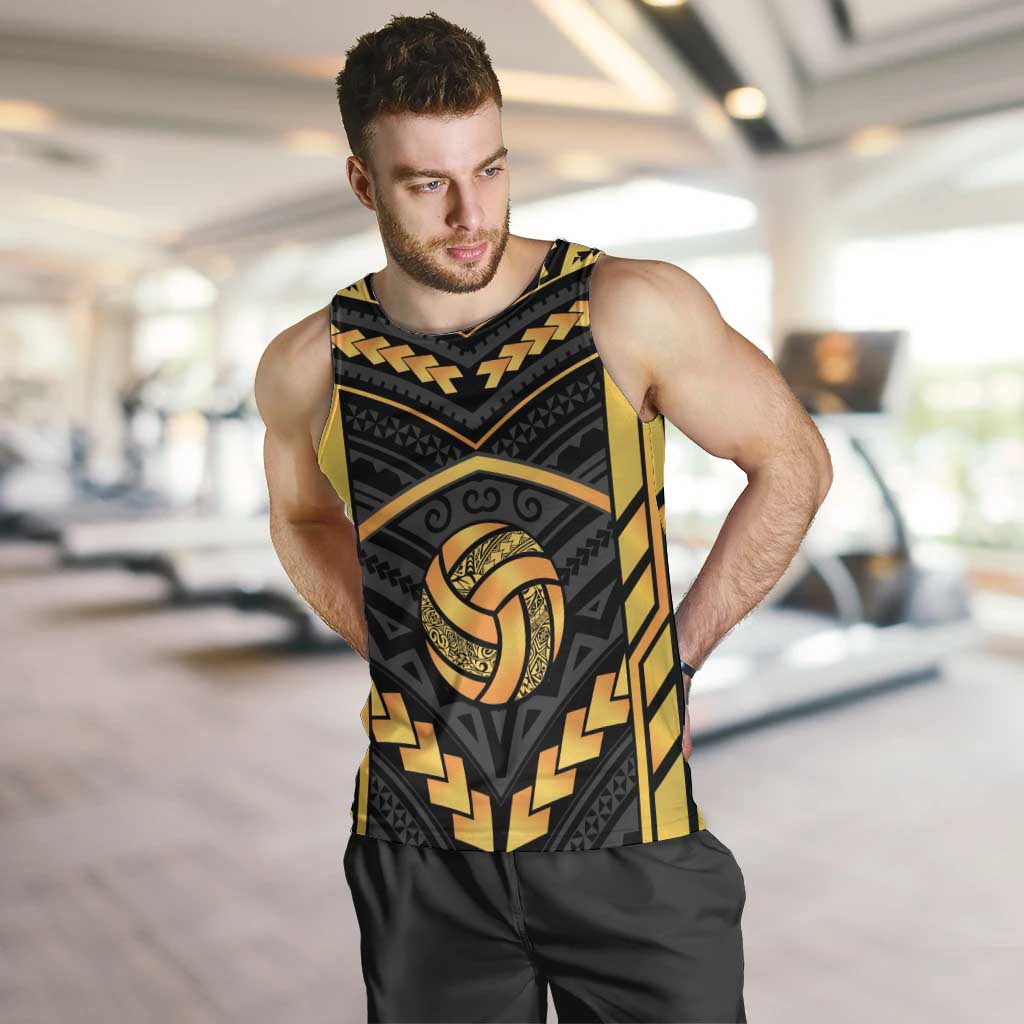Custom Polynesia Beach Volleyball Men Tank Top Gold Polynesian Tribal Pattern LT05 Gold - Polynesian Pride