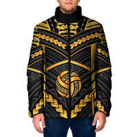 Custom Polynesia Beach Volleyball Padded Jacket Gold Polynesian Tribal Pattern - Polynesian Pride