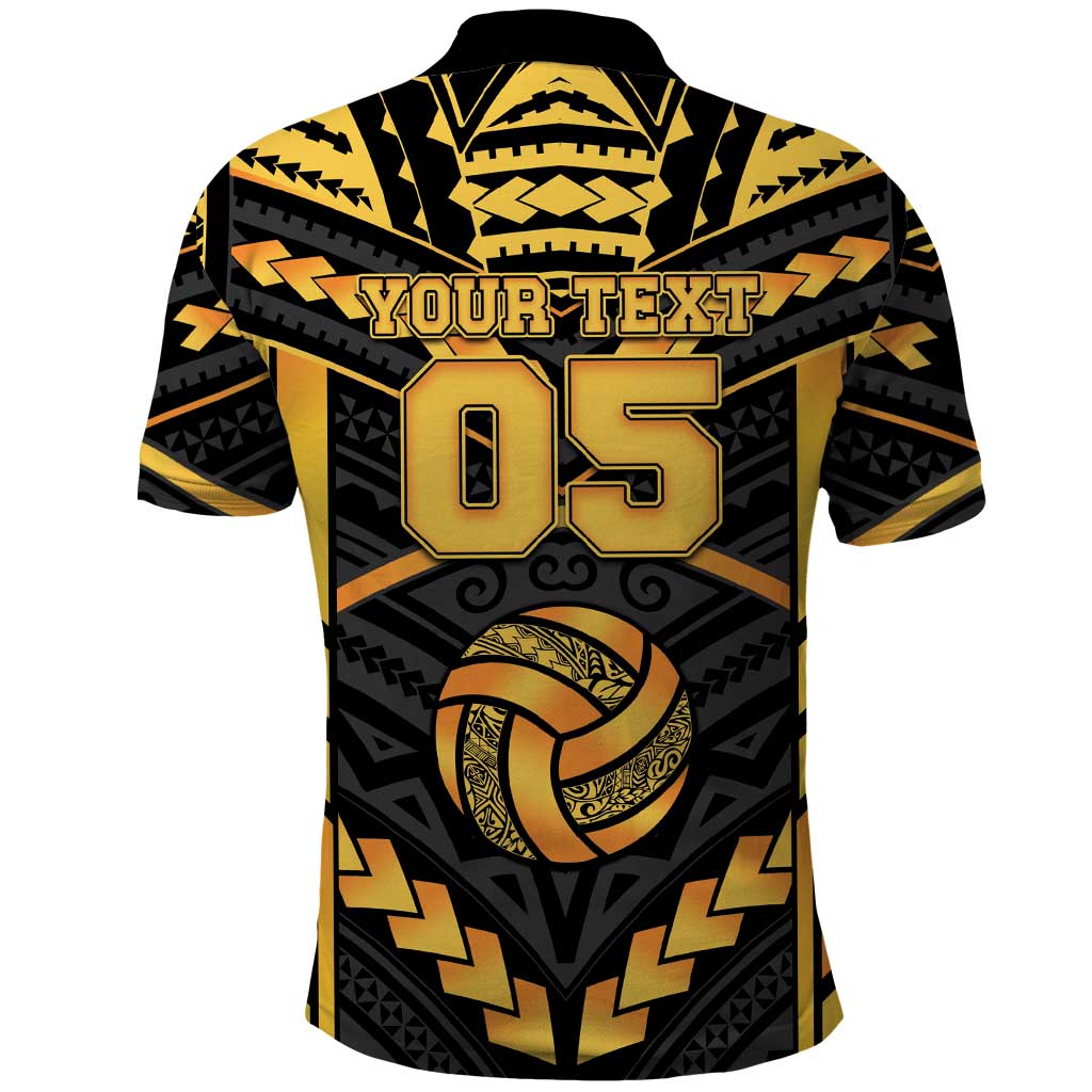 Custom Polynesia Beach Volleyball Polo Shirt Gold Polynesian Tribal Pattern - Polynesian Pride