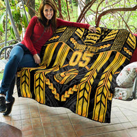 Custom Polynesia Beach Volleyball Quilt Gold Polynesian Tribal Pattern - Polynesian Pride