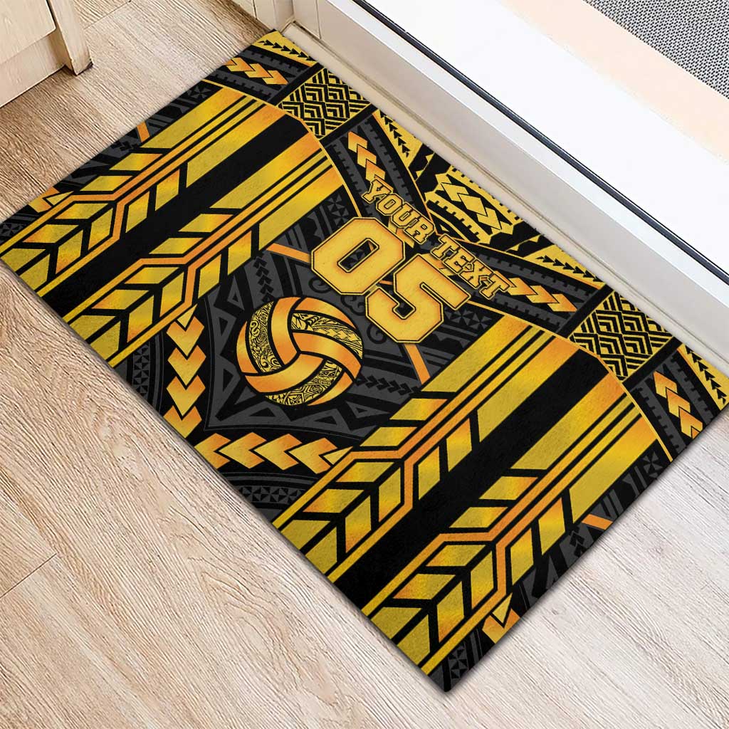 Custom Polynesia Beach Volleyball Rubber Doormat Gold Polynesian Tribal Pattern - Polynesian Pride