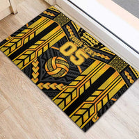 Custom Polynesia Beach Volleyball Rubber Doormat Gold Polynesian Tribal Pattern - Polynesian Pride