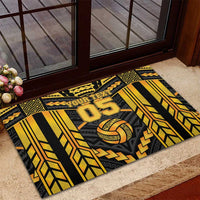 Custom Polynesia Beach Volleyball Rubber Doormat Gold Polynesian Tribal Pattern - Polynesian Pride