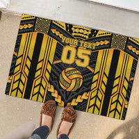 Custom Polynesia Beach Volleyball Rubber Doormat Gold Polynesian Tribal Pattern - Polynesian Pride