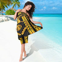 Custom Polynesia Beach Volleyball Sarong Gold Polynesian Tribal Pattern - Polynesian Pride