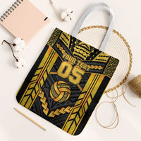 Custom Polynesia Beach Volleyball Tote Bag Gold Polynesian Tribal Pattern LT05 White Strap One Size Gold - Polynesian Pride