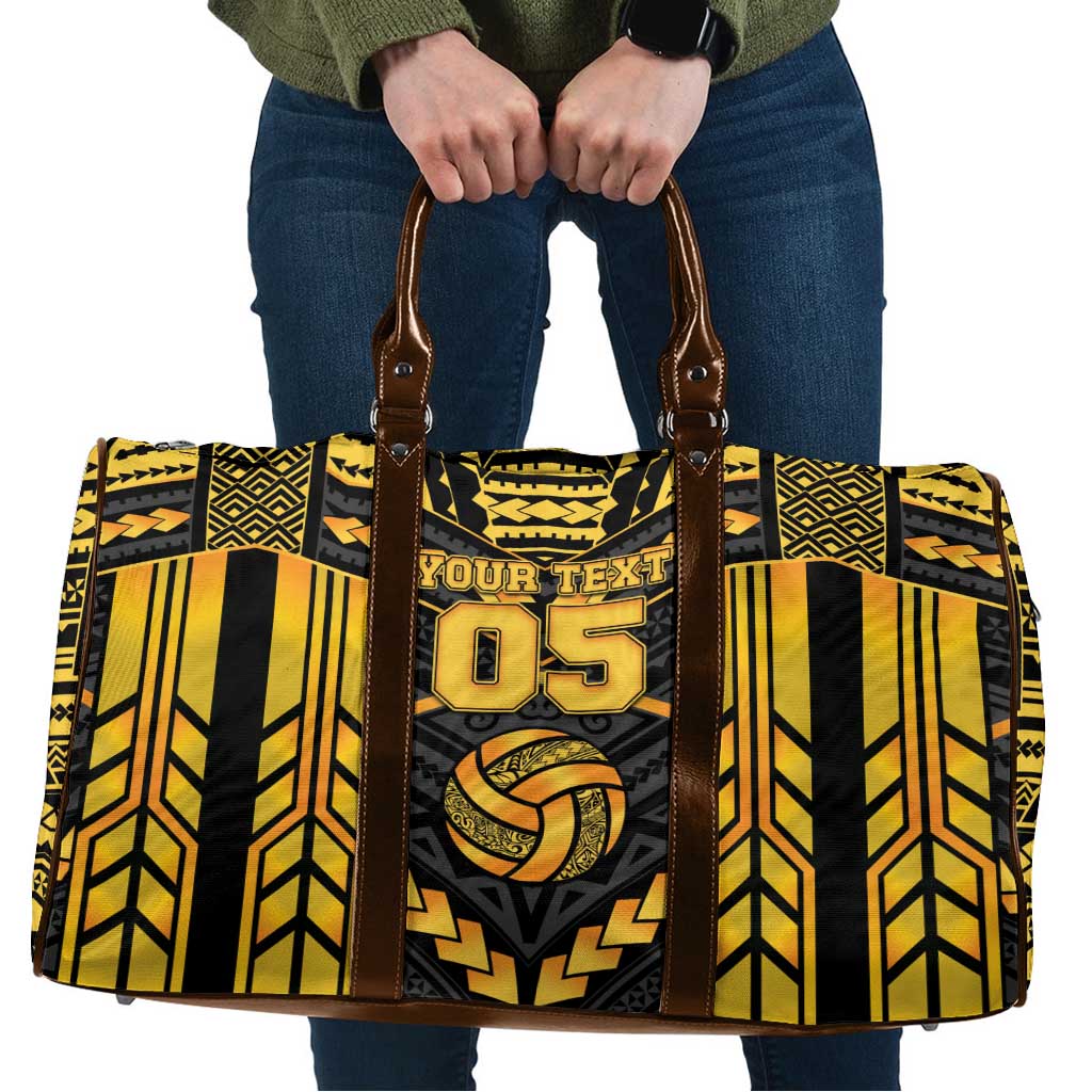 Custom Polynesia Beach Volleyball Travel Bag Gold Polynesian Tribal Pattern - Polynesian Pride