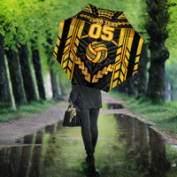 Custom Polynesia Beach Volleyball Umbrella Gold Polynesian Tribal Pattern - Polynesian Pride