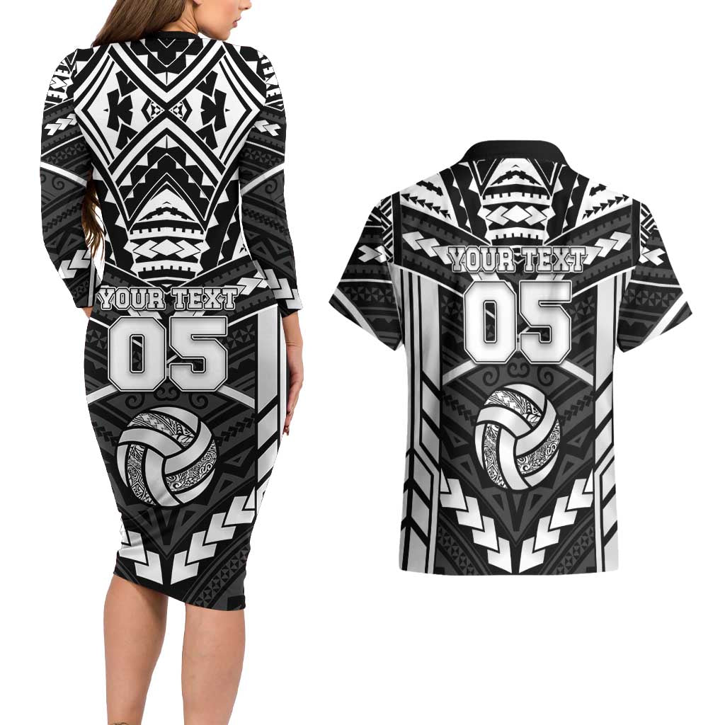 Custom Polynesia Beach Volleyball Couples Matching Long Sleeve Bodycon Dress and Hawaiian Shirt Polynesian Tribal Pattern - Polynesian Pride