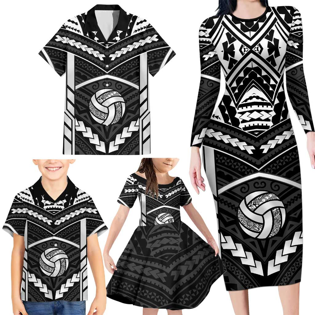 Custom Polynesia Beach Volleyball Family Matching Long Sleeve Bodycon Dress and Hawaiian Shirt Polynesian Tribal Pattern - Polynesian Pride