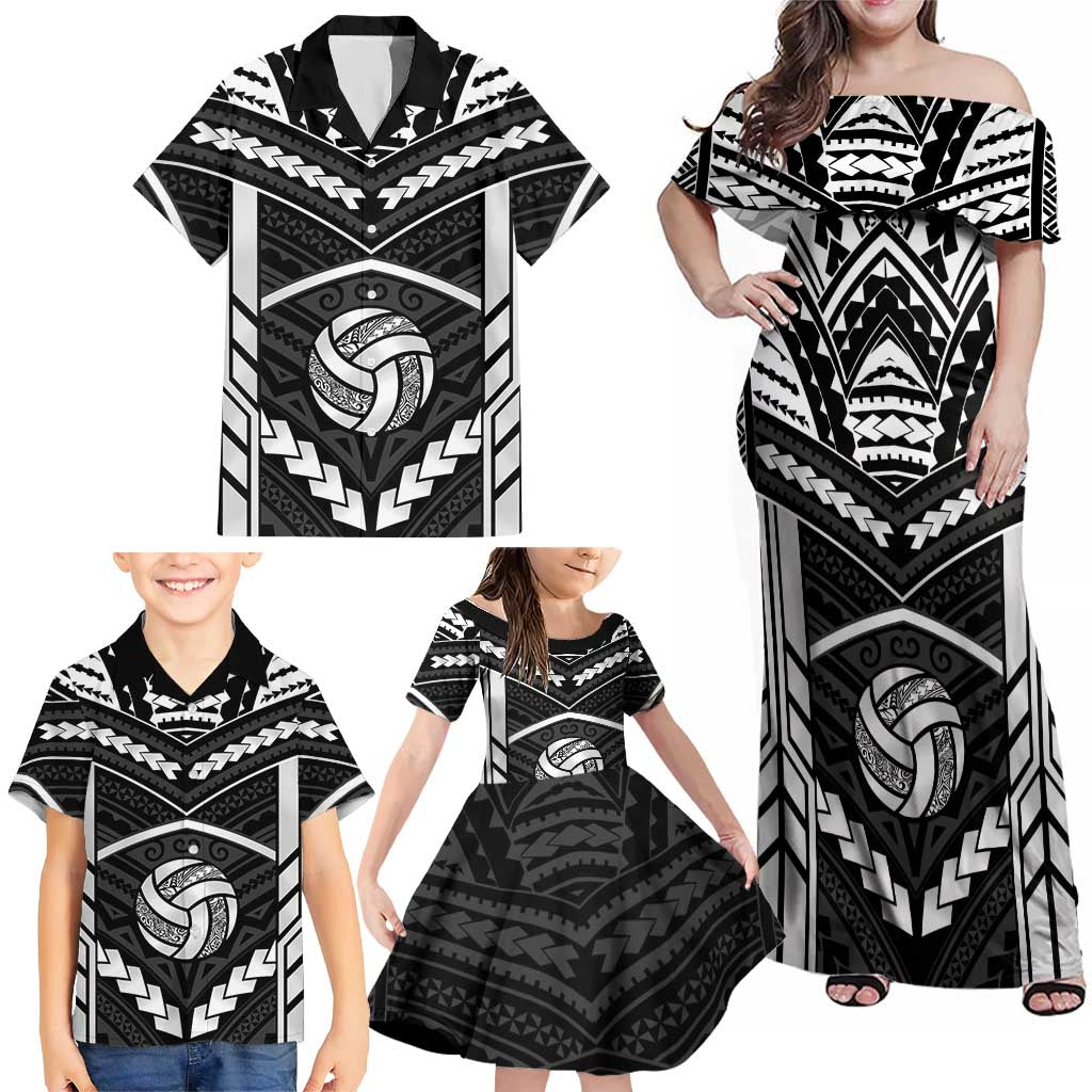 Custom Polynesia Beach Volleyball Family Matching Off Shoulder Maxi Dress and Hawaiian Shirt Polynesian Tribal Pattern - Polynesian Pride
