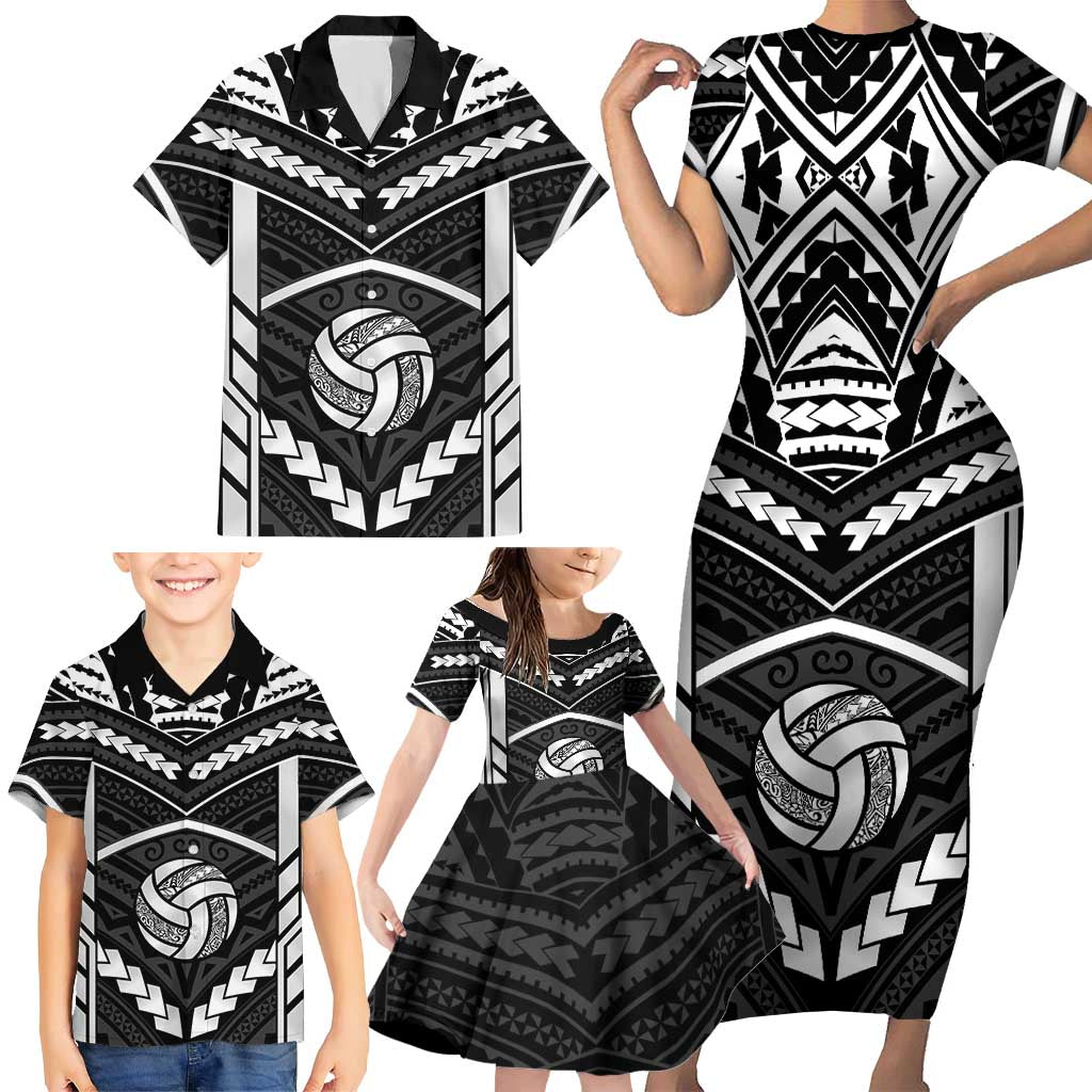 Custom Polynesia Beach Volleyball Family Matching Short Sleeve Bodycon Dress and Hawaiian Shirt Polynesian Tribal Pattern - Polynesian Pride