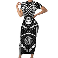 Custom Polynesia Beach Volleyball Family Matching Short Sleeve Bodycon Dress and Hawaiian Shirt Polynesian Tribal Pattern - Polynesian Pride
