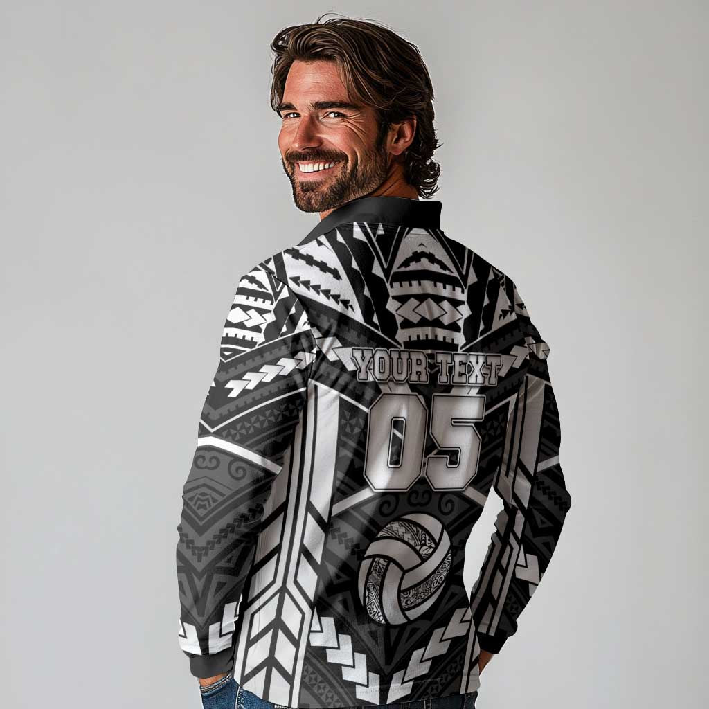 Custom Polynesia Beach Volleyball Long Sleeve Polo Shirt Polynesian Tribal Pattern - Polynesian Pride